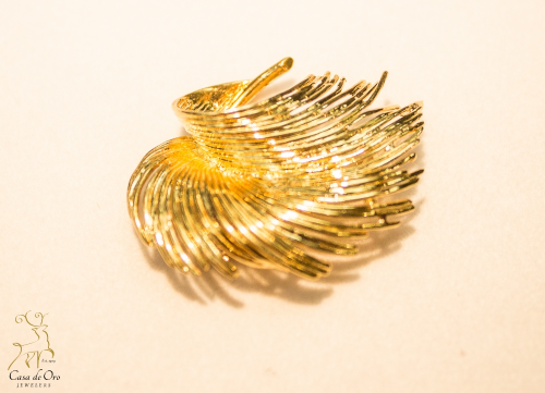 Feather Brooch 14K Yellow Gold