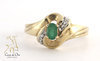 Emerald & Diamond Ring 10K Yellow