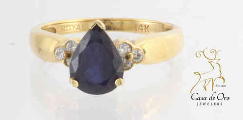 Sapphire & Diamond Ring 14K Yellow