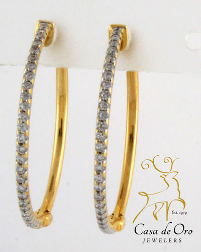 Diamond Hoop Earrings 14K Yellow