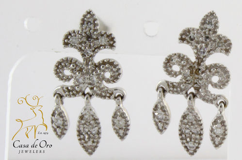 Diamond Dangle Earrings 14K White