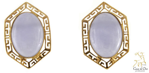 Jade (Lavender) Earrings 14K Yellow