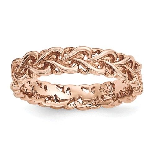 Sterling Silver Pink-plated Carved Ring