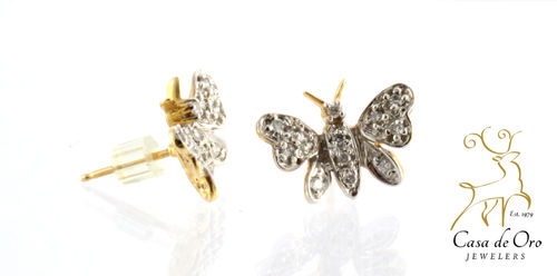 Diamond Butterfly Earrings 10KY