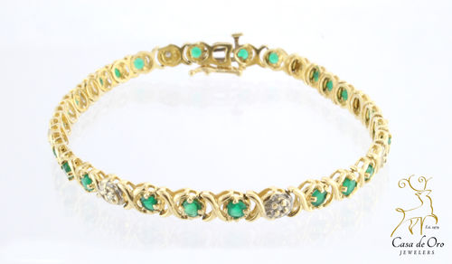 Green Onyx Bracelet 14K Yellow