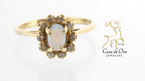 Opal & Diamond Ring 14K Yellow