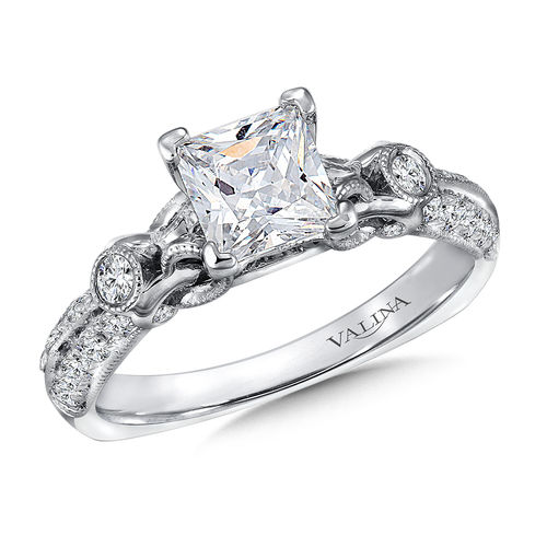 Valina Mounting with side stones .29 ctw, 1 ct. Princess cut center.