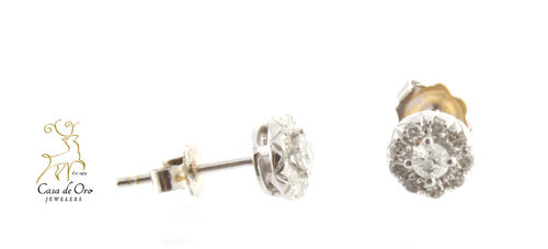 Diamond Cluster Earrings 10K White