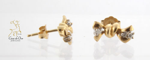 Diamond Bow Earrings 14K Yellow