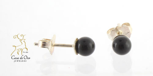 Black Onyx Earrings Sterling Silver