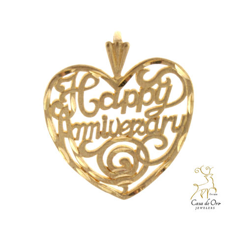 Gold "Happy Anniversary" Pendant 14KY