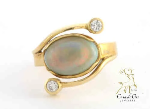 Opal & Diamond Ring 18K Yellow