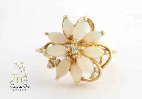 Opal & Diamond Ring 10K Yellow