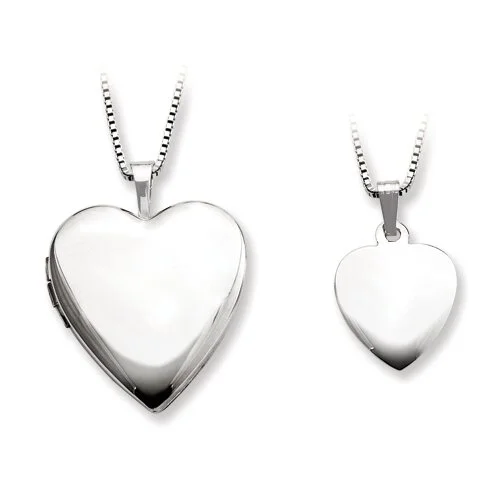 Polished Heart Locket & Pendant Set