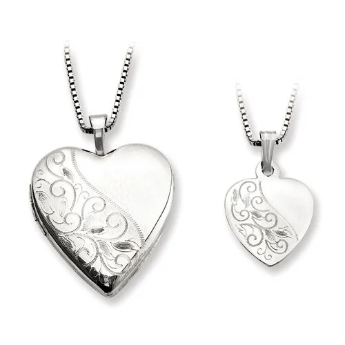 Swirl Design Heart Locket & Pendant Set