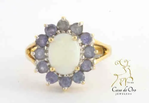 Opal & Tanzanite Ring 10K Yellow