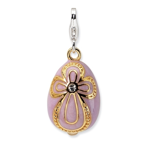 Gold-plated Enamel Pink Egg Charm
