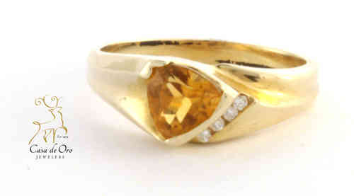 Citrine & Diamond Ring 14K Yellow