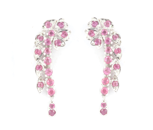 Sapphire (Pink) Earrings 18K White