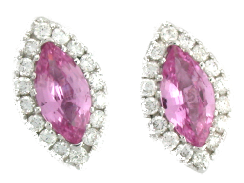 Pink Sapphire & Diamond Earrings 18KW