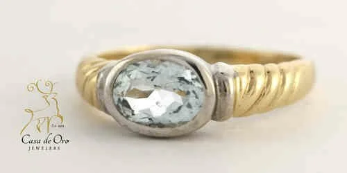 Aquamarine Ring 14K Two-Tone