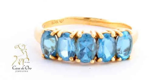 Blue Topaz Ring 10K Yellow