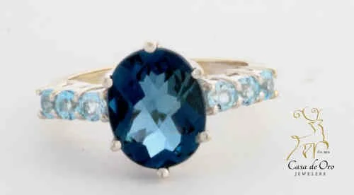 Blue Topaz Ring 10K White