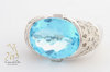 Blue Topaz & Diamond Ring 14K White