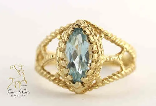 Blue Topaz Ring 14K Yellow