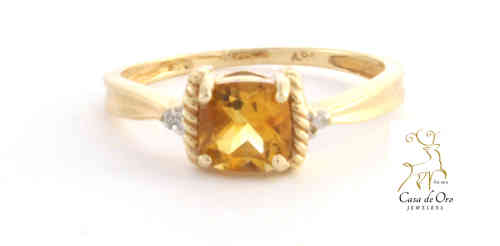 Citrine & Diamond Ring 14K Yellow