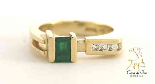 Emerald &amp; Diamond Ring 14K Yellow