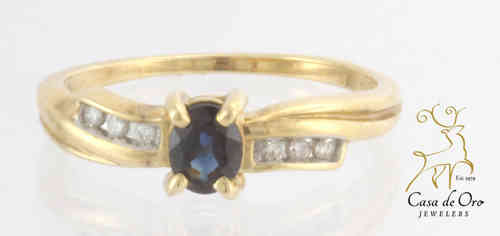 Sapphire & Diamond Ring 10K Yellow
