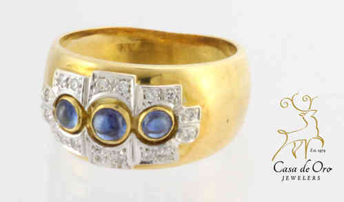 Sapphire & Diamond Ring 18K Yellow