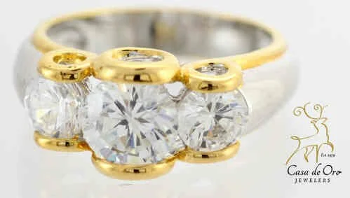 Lab Grown Russian Stone Ring Gold Plated