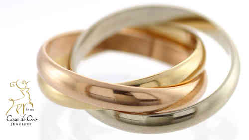 Gold Triple Ring Band 14K Tri-Color