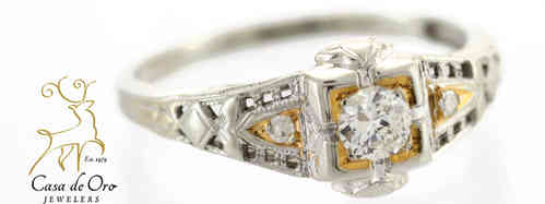 Diamond Engagement Ring 14K Two Tone