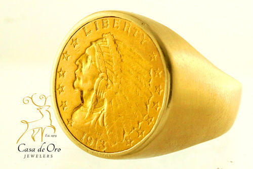 2.5 Dollar Indian Ring 14KY  (Price+Coin)
