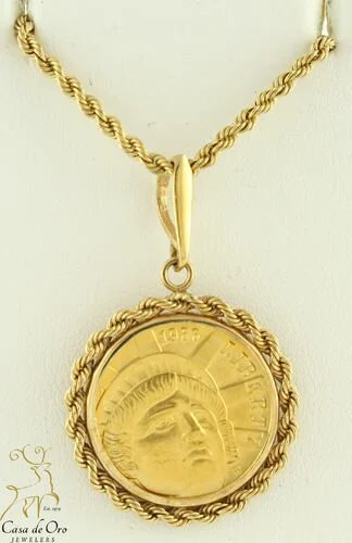 Gold US $5.00 Pendant (Price +Coin) 14KY