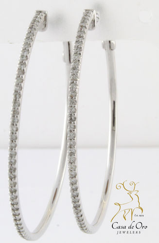 Diamond Hoop Earrings 14K White