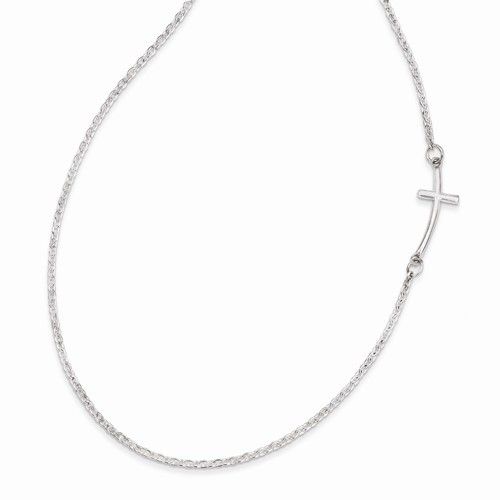 Sterling Silver Sideways Cross Necklace-SM