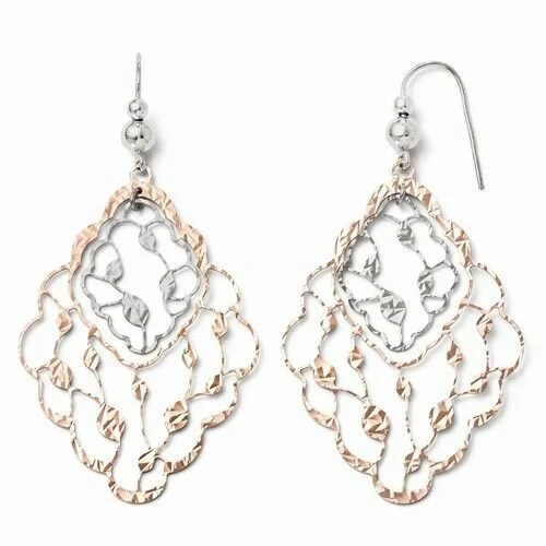 Sterling Silver Rose-tone Dangle Earrings