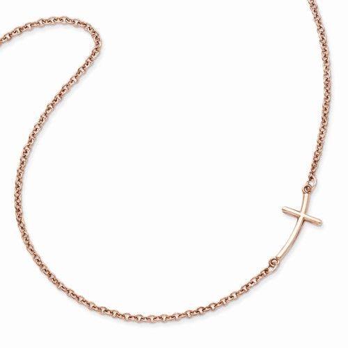 Rose Gold-plated Sideways Cross Necklace