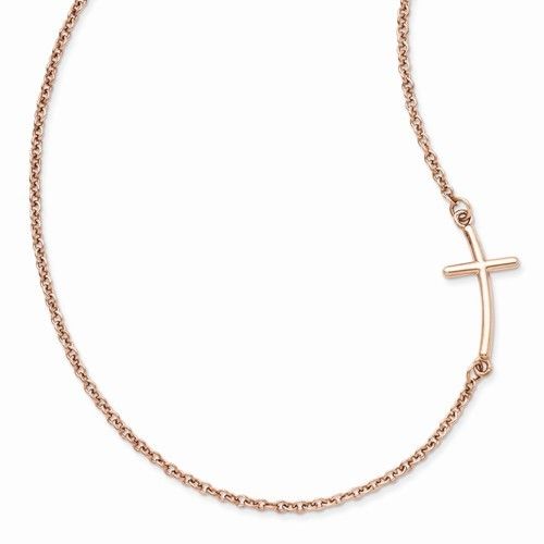 Rose Gold-plated Sideways Cross Necklace