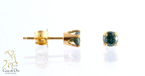 Diamond (Irradiated Blue) Earrings 14KY