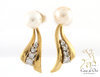 Pearl & Diamond Earrings 14K Yellow