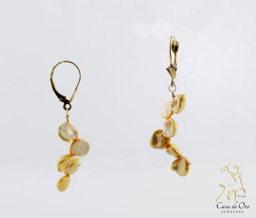 Pearl (Natural Gold Keshi) Earrings 14KY