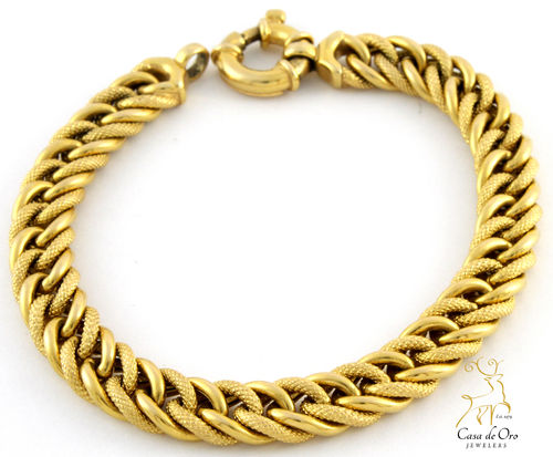 Gold Polished Textured Bracelet 14K Yellow
