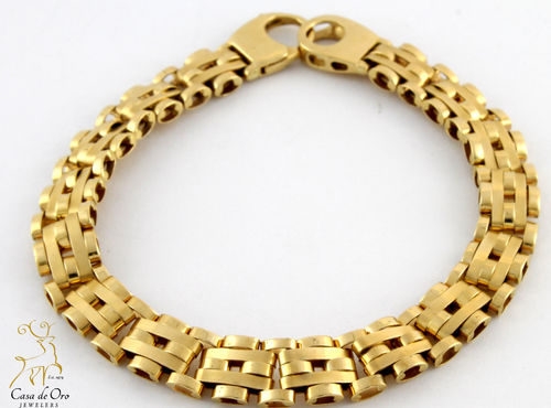 Gold Polished/Matte Link Bracelet 14KY