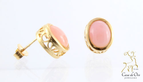 Opal (Pink) Earrings 14K Yellow
