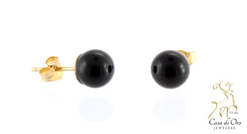 Black Onyx Earrings 14K Yellow